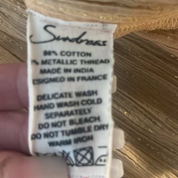 Sundress brand apricot w/gold lurex thread tiered gauze low back maxi w/ruffles - Picture 7 of 9